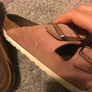 birkenstock arizona suede leather rose